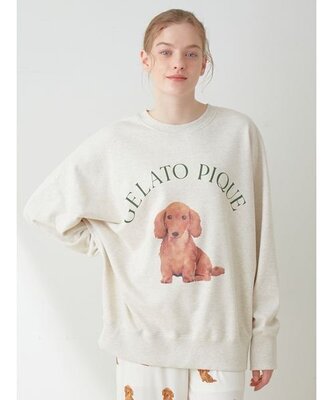 DOG柄ワンポイント裏毛プルオーバー